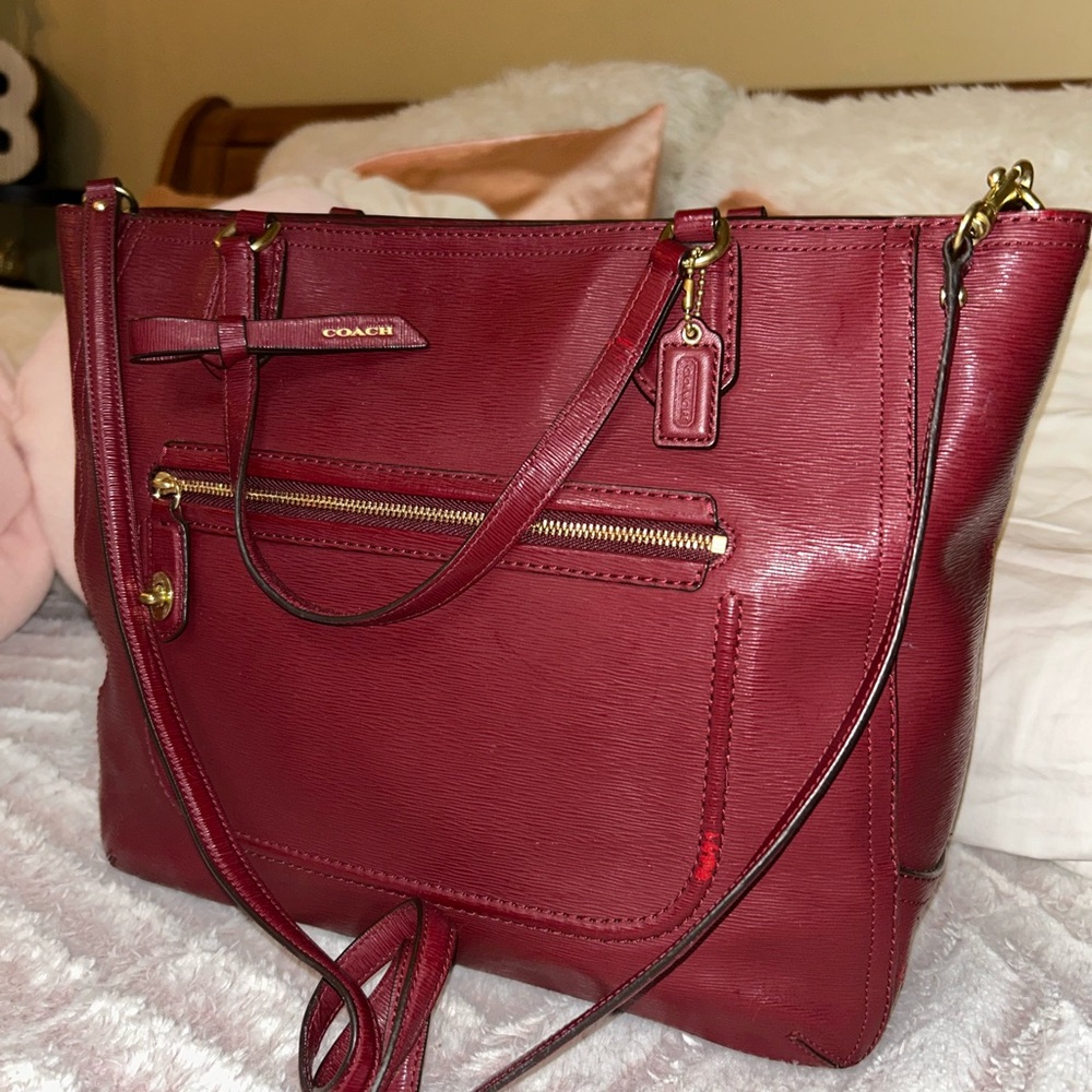 VINTAGE Coach Burgundy Leather Tote